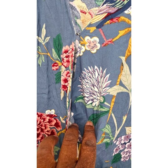 GP& J.Baker x H.M Floral & Bird Patterned Short-Sleeve Max Dress V-Neckline Ligh - Picture 7 of 8